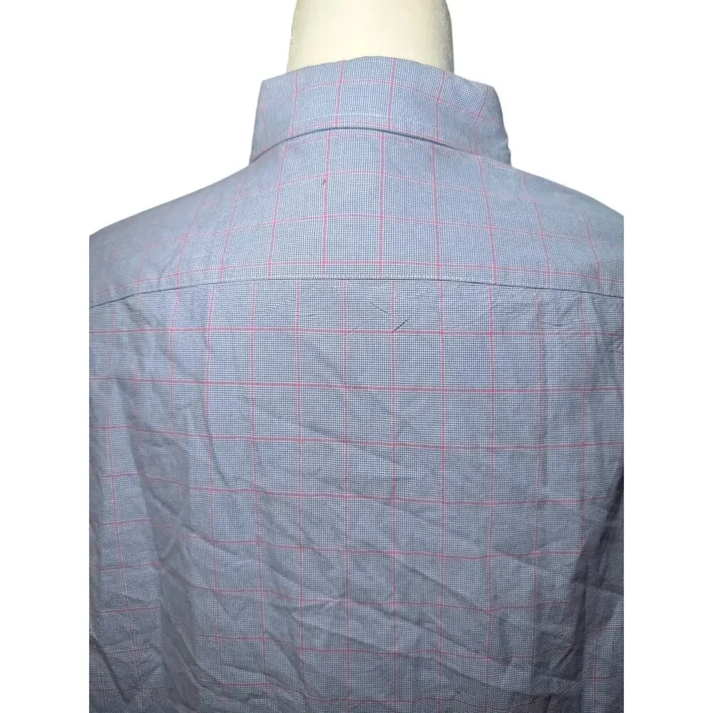 J.Crew Blue Red Plaid Check Button Down Long Sleeve Shirt, Cotton, Men's Large